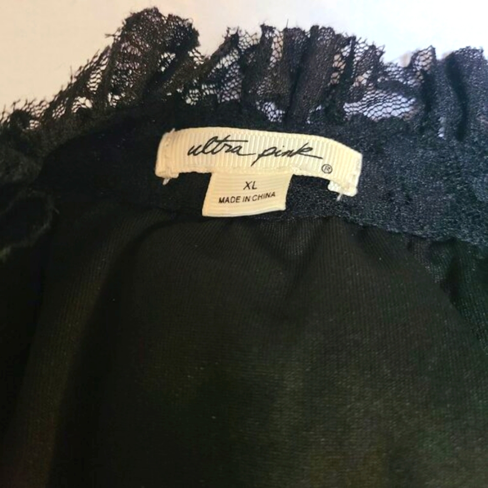Black Lace top with elasticized waist and lace sleeves ..simple  elegance